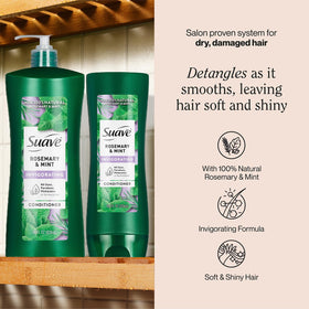 Suave conditioner open cap revealing creamy texture for easy detangling