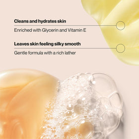 Suave body wash on a pouf creating creamy lather for softer skin