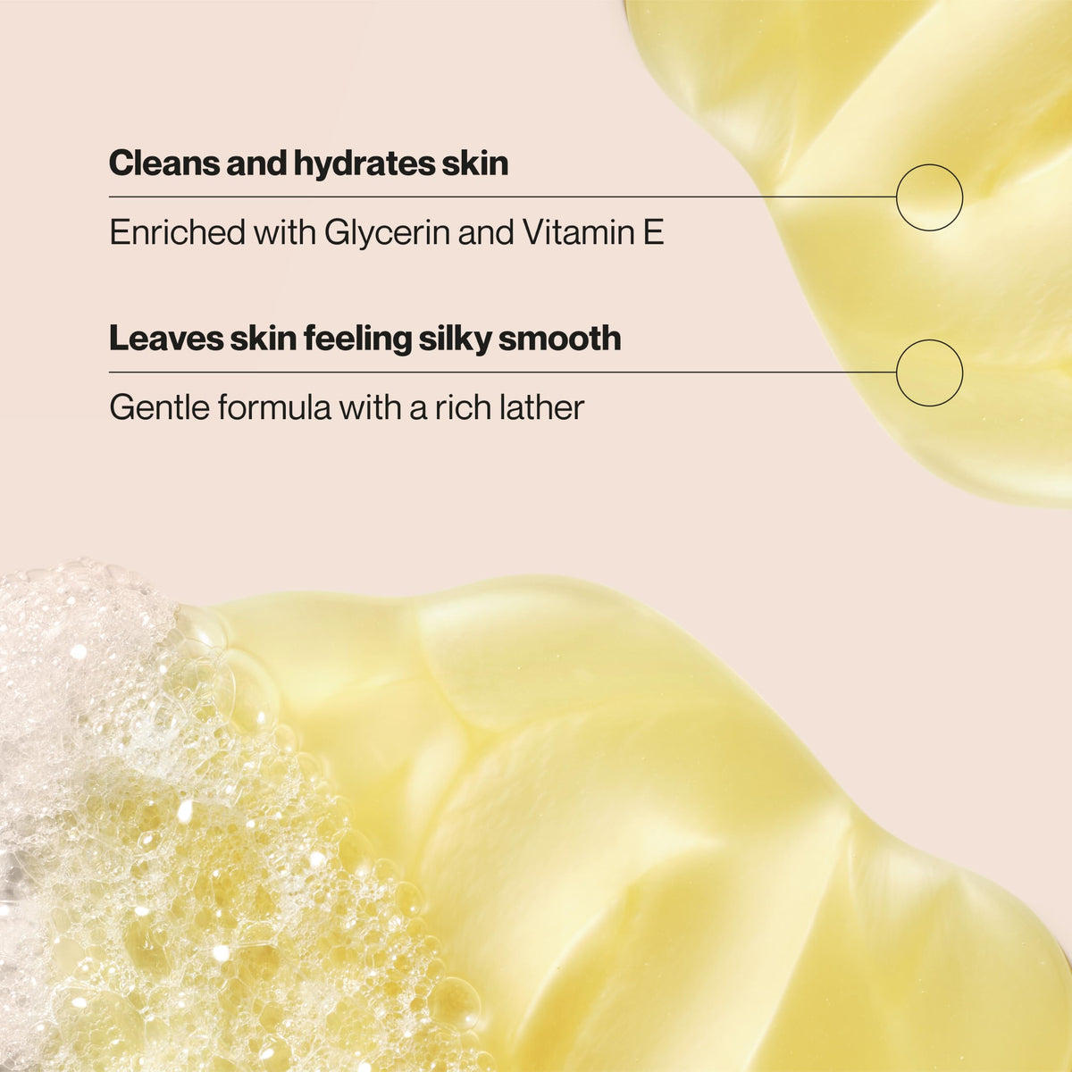 Suave creamy lather texture demonstrating rich foam and moisturizing feel