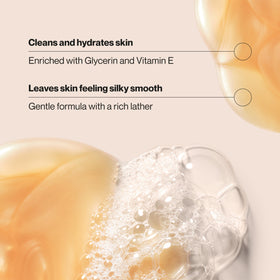 Suave creamy lather texture on palm, showing hydration and gentle cleanse