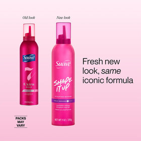 Suave extra hold mousse back label with directions and benefits for informed use