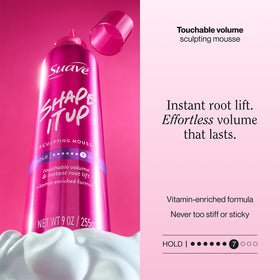 Suave extra hold mousse whipped foam texture showing lightweight hold and softness