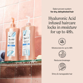 Suave hyaluronic back label close-up showing ingredients and directions