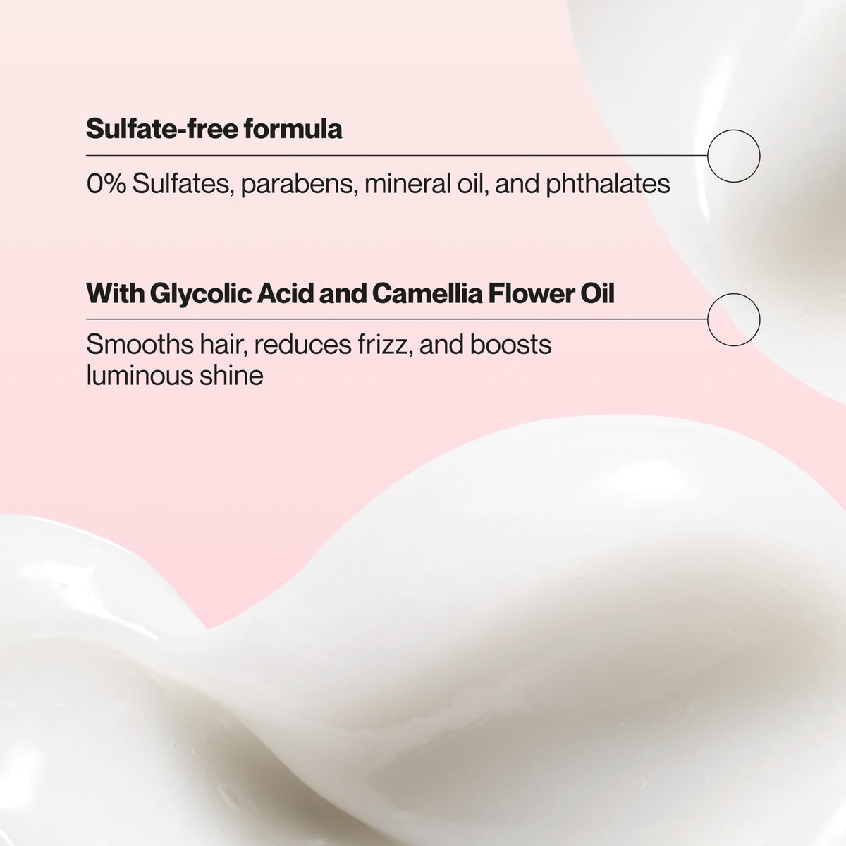 Suave conditioner being dispensed showing creamy texture and slip