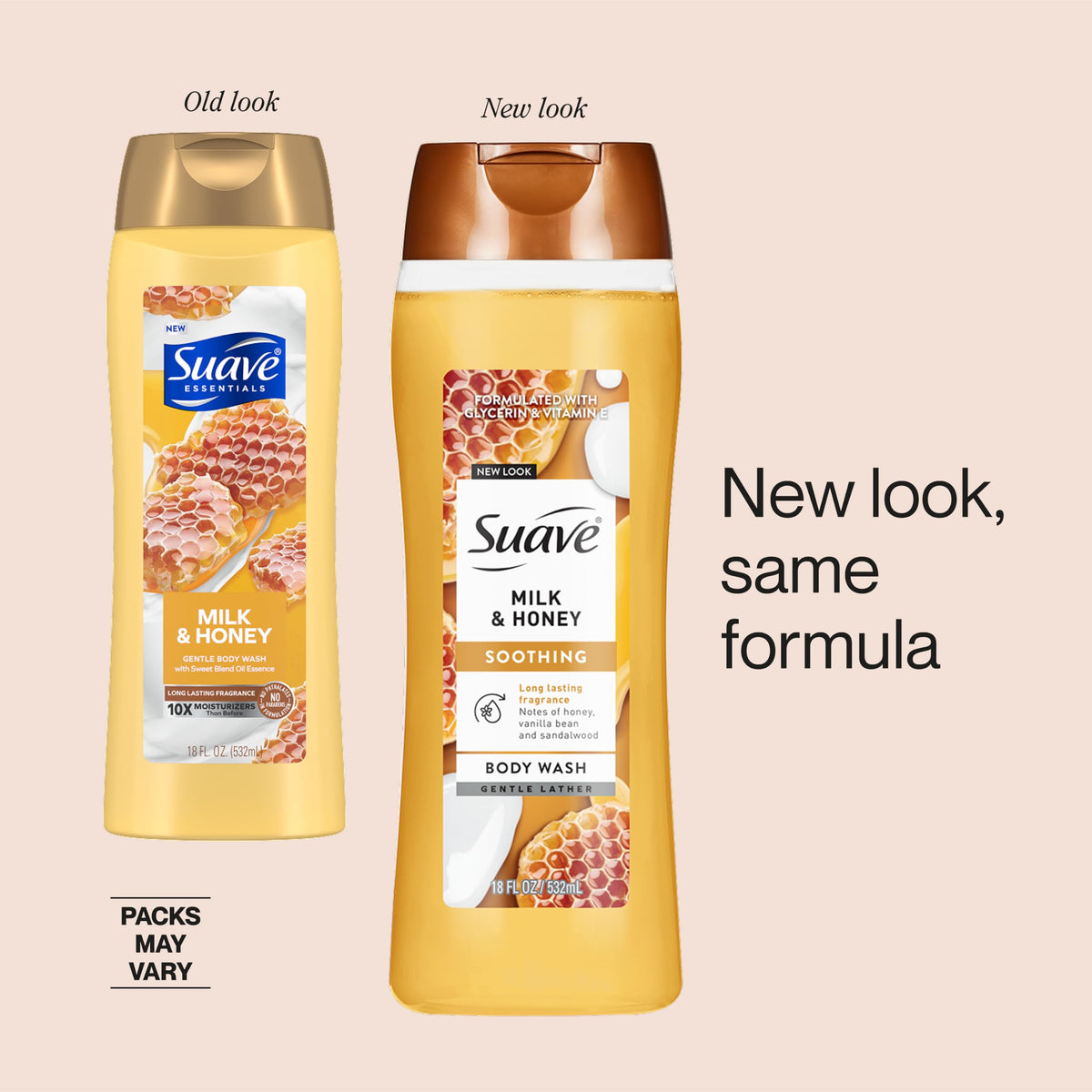 Suave ingredient focus on vitamin E and glycerin for skin nourishment