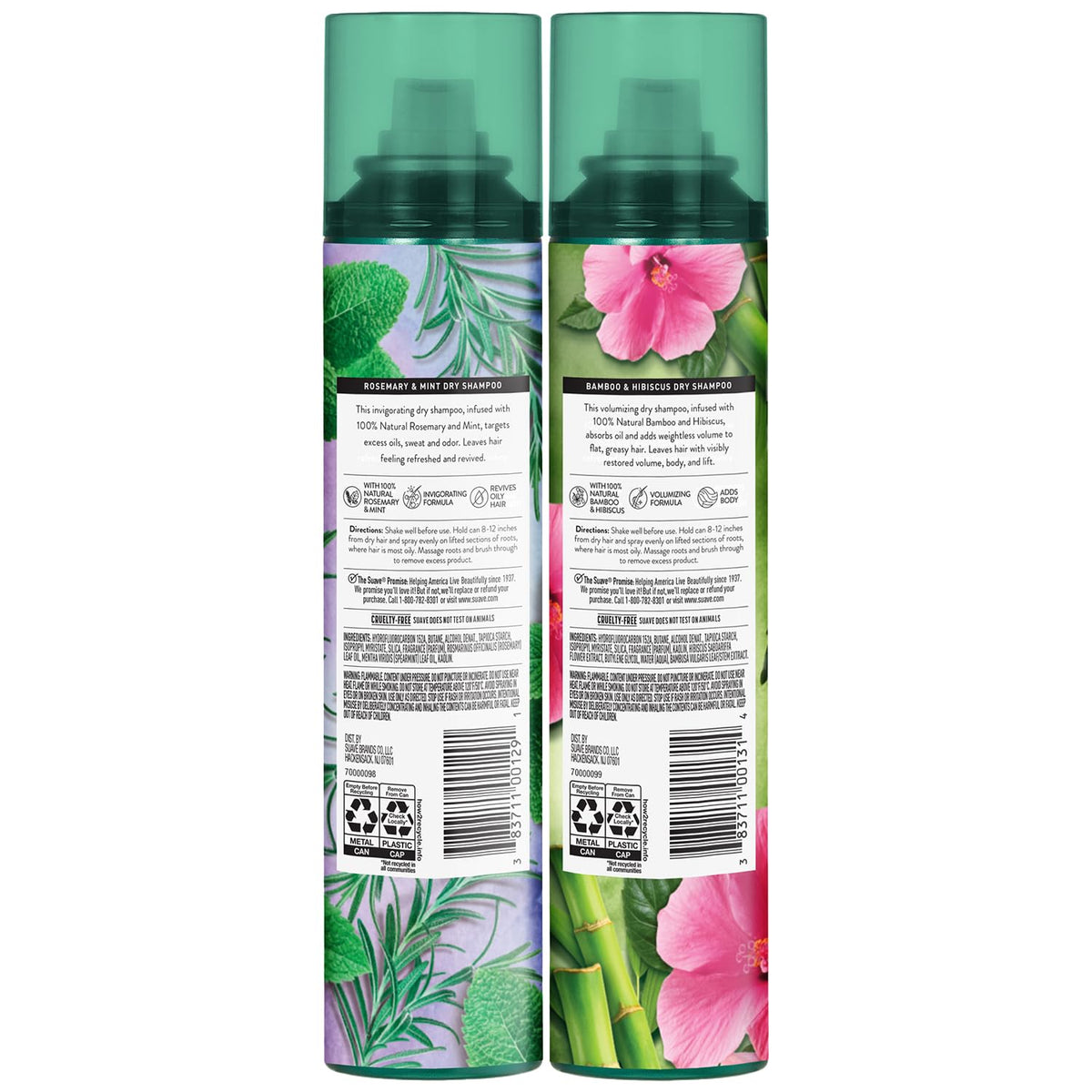 Rosemary and bamboo close-up with Suave indicating natural ingredients