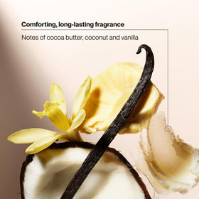 Suave cocoa beans and shea butter ingredients displayed, nourishing benefit