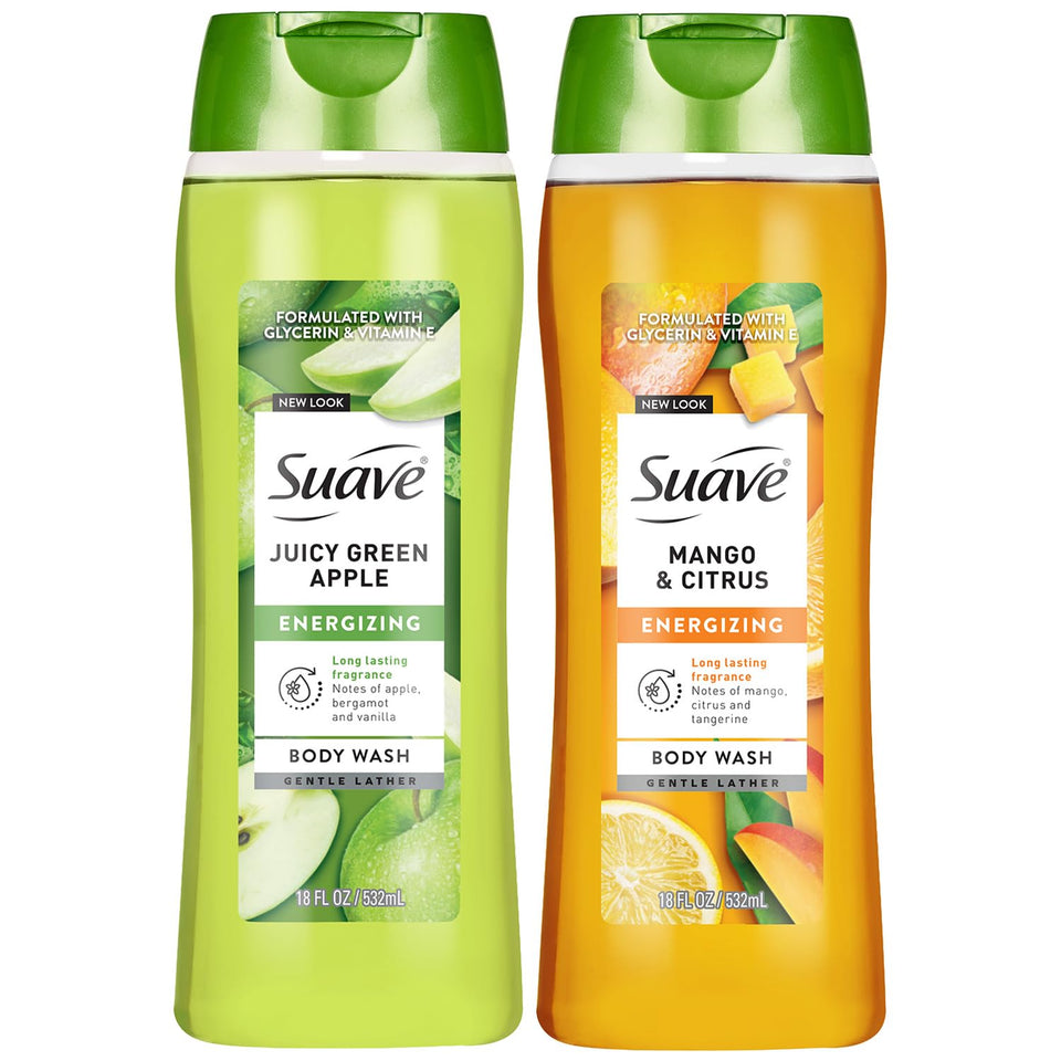 suave bottle with juicy green apple scent showing front label and benefits