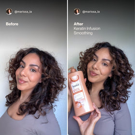 Suave keratin infusion being applied in shower for easier detangling