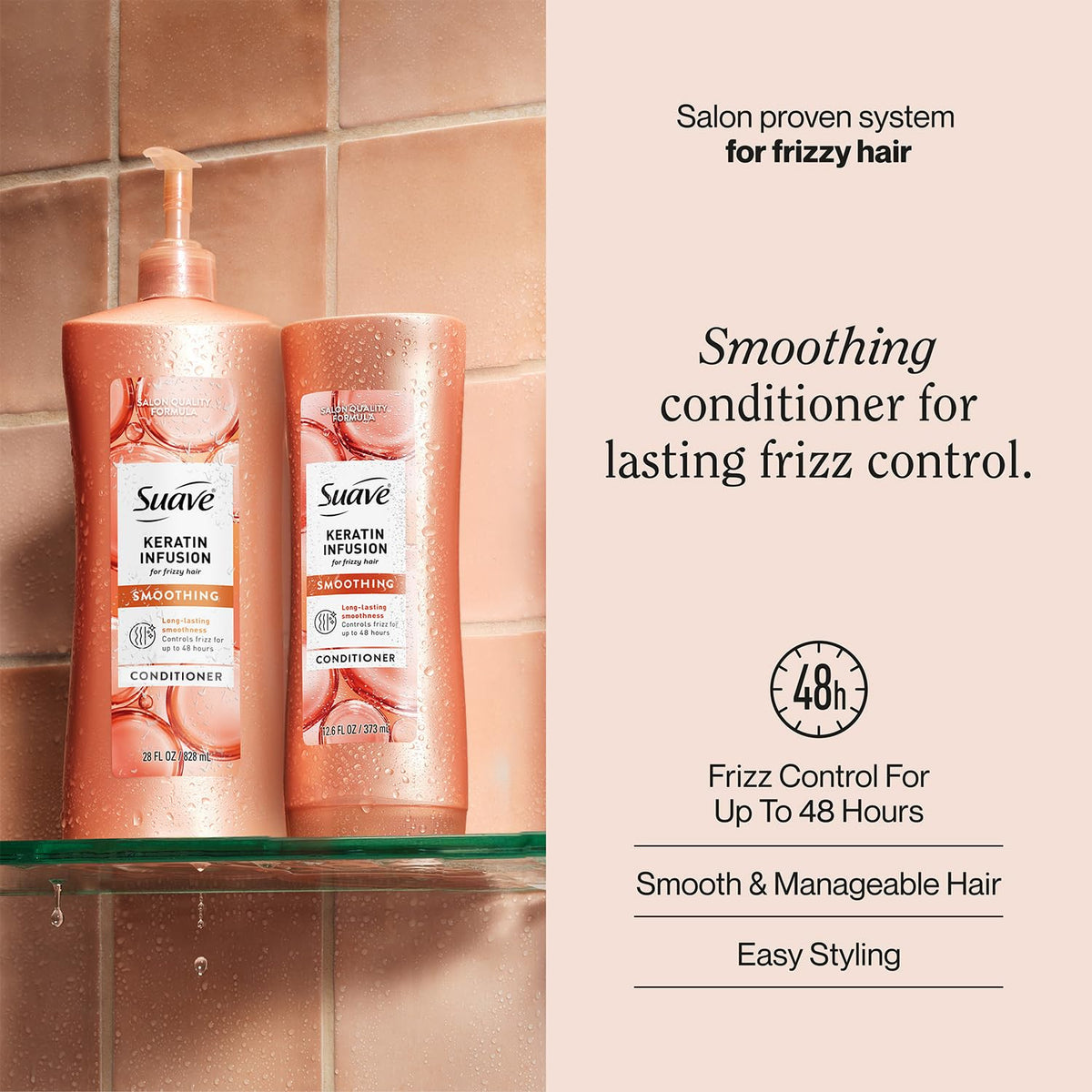 Suave back label with ingredients and usage instructions for easy reference