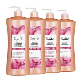 Suave keratin infusion front pump bottle showing product and size benefit
