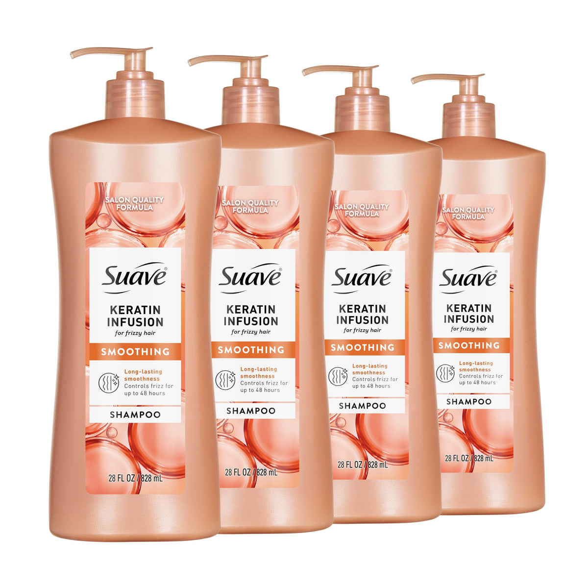Suave bottle front packaging showing brand and smoothing benefits