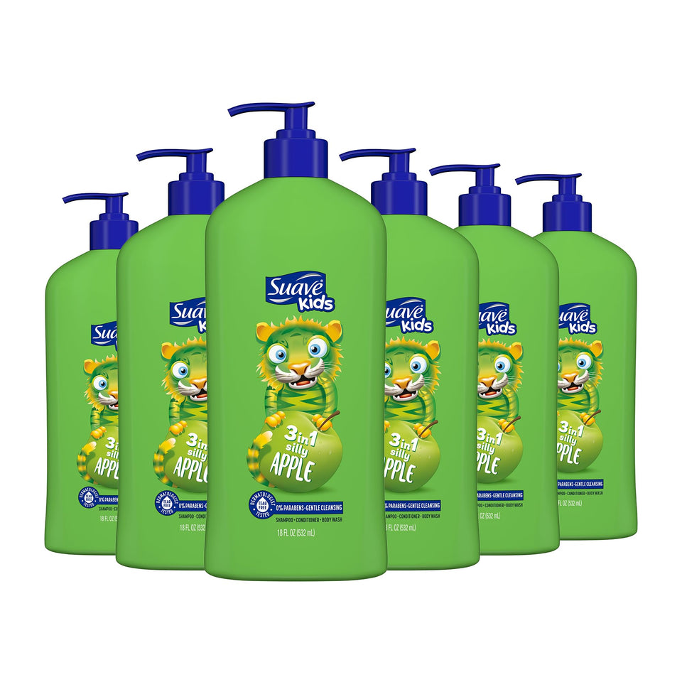 Suave Kids front bottle pack showing label and apple scent for easy bath routines