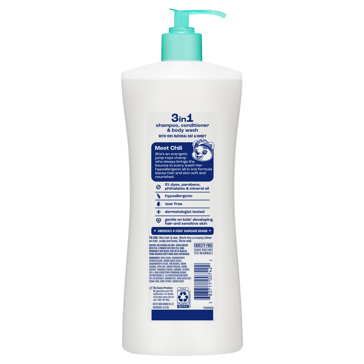 Child using Suave Kids in bathtub highlighting tear free fun and safe splash play