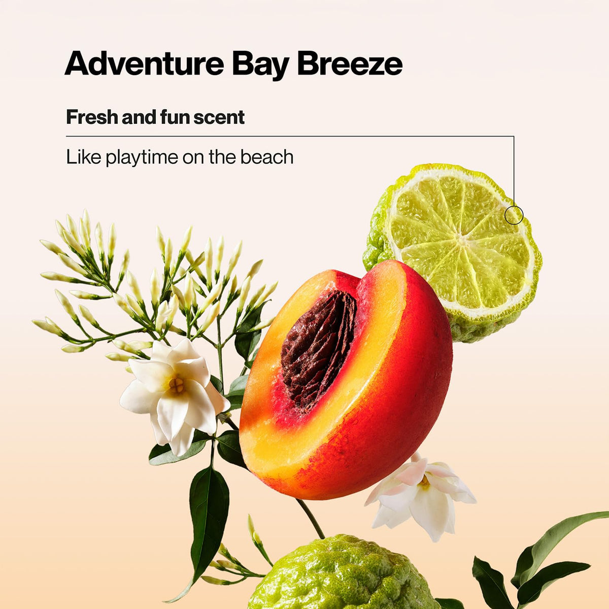 Suave bottle label detail highlighting tear-free and paraben-free