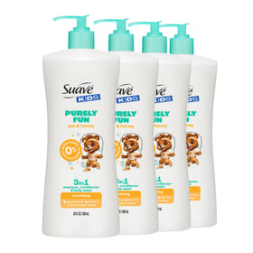 Suave Kids front packaging showing oat and honey and kid friendly design for trust
