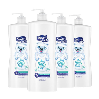 Suave Kids front packaging showing 3-in-1 benefits and fun design