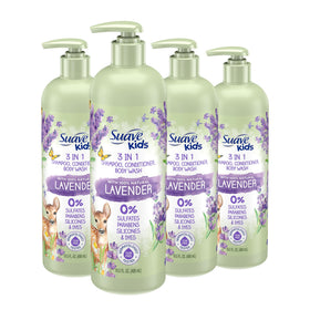 Suave kids lavender front packaging showing gentle formula and pack benefits