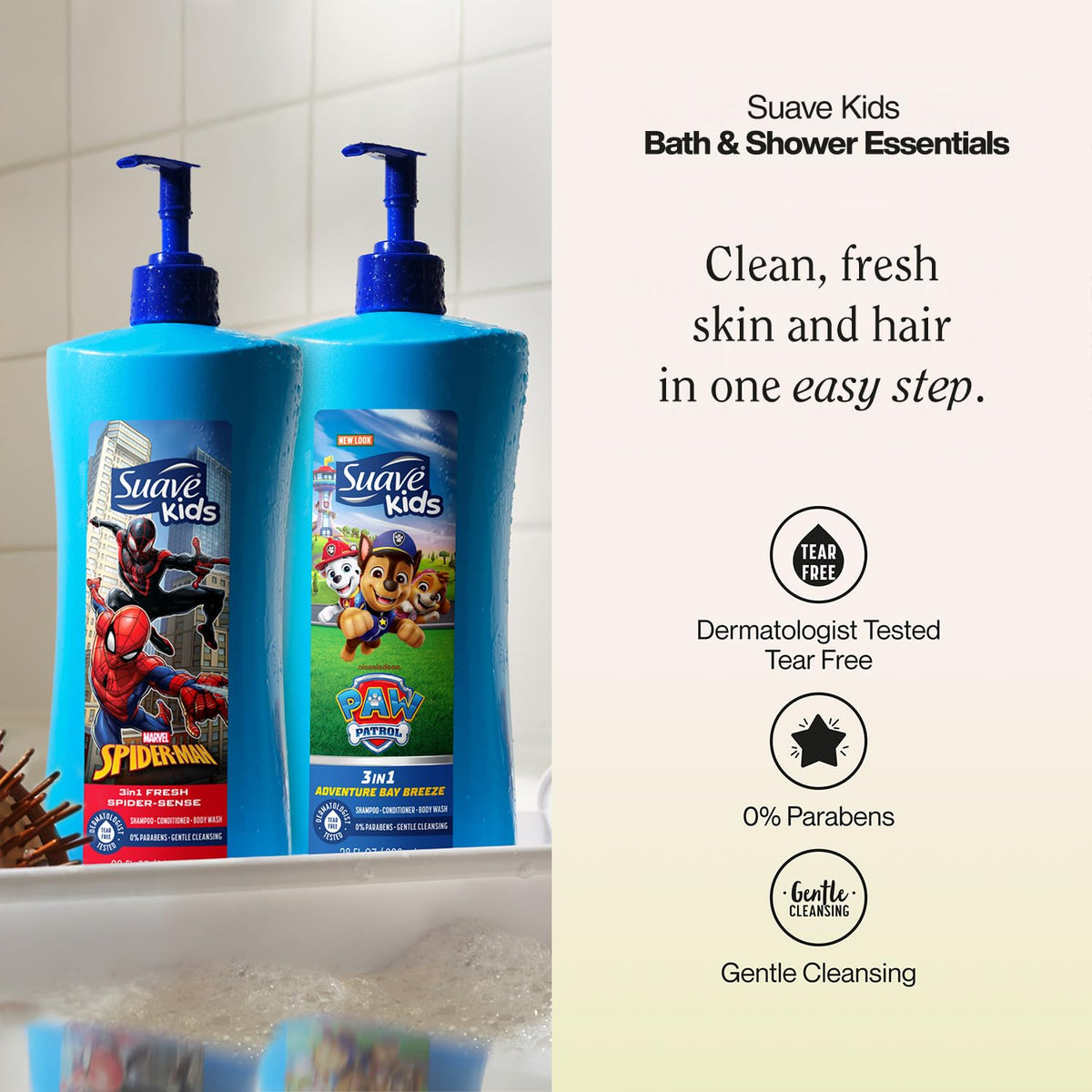 Suave Paw Patrol front bottle featuring Adventure Bay Breeze scent