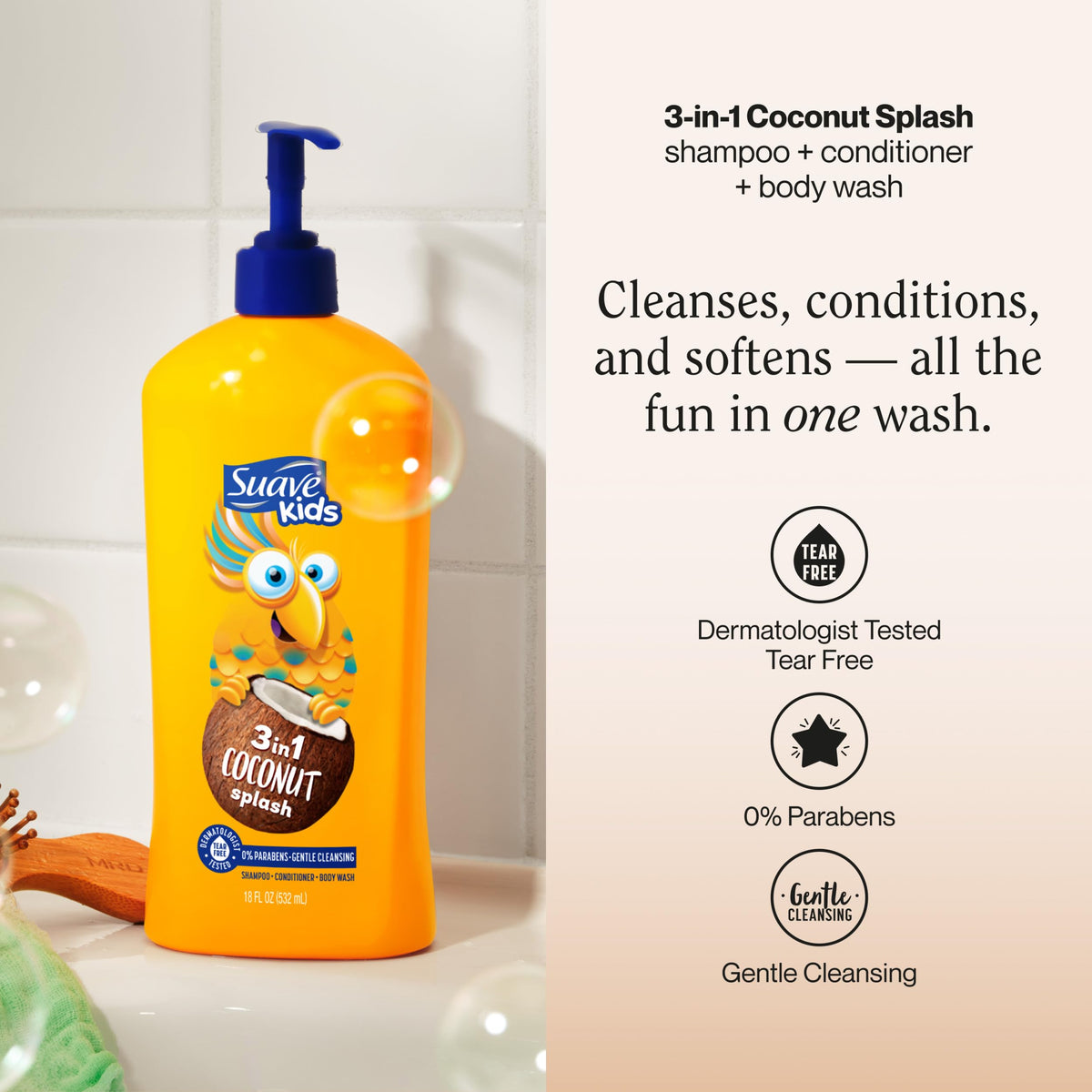 suave kids pump top closeup demonstrating easy one-handed dispensing benefit