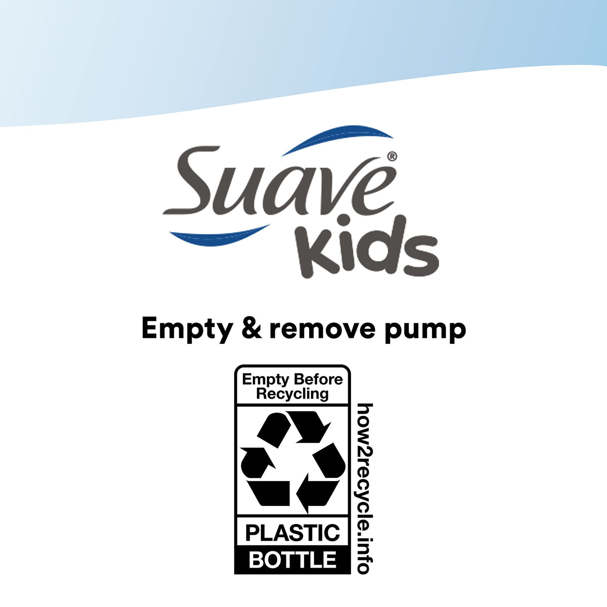 Suave Kids recyclable packaging detail encouraging rinse and recycle