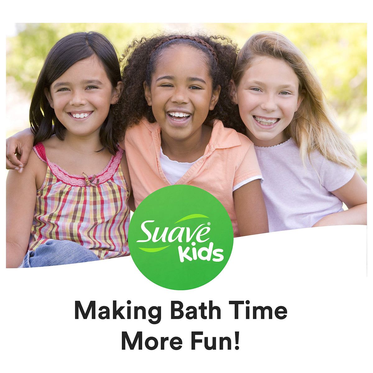 Suave Kids bottle label detail highlighting tear-free and alcohol-free benefit