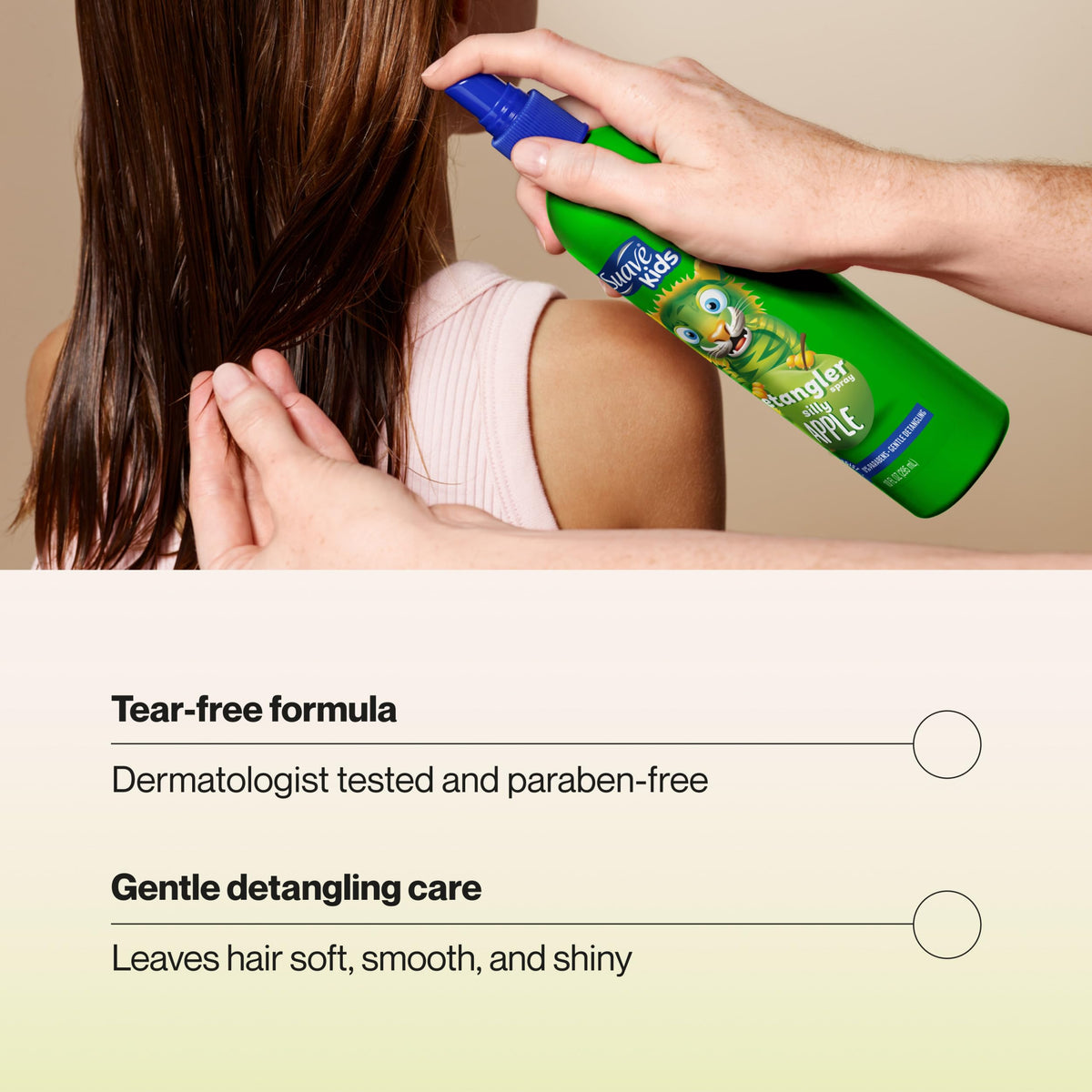 Suave Kids close-up label highlighting tear-free gentle formula