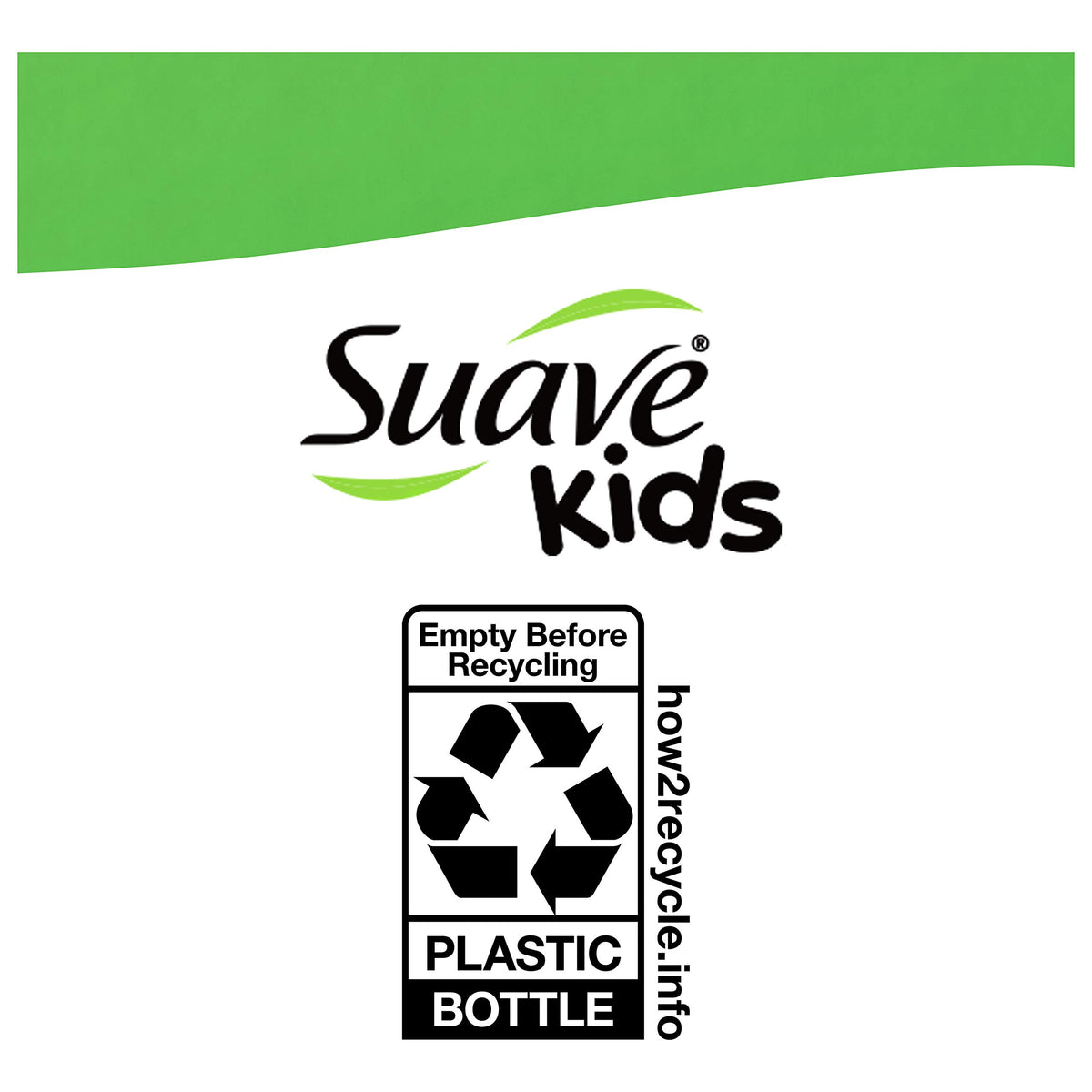 Suave Kids bottle held in hand showing 10 fl oz scale and travel-friendly benefit