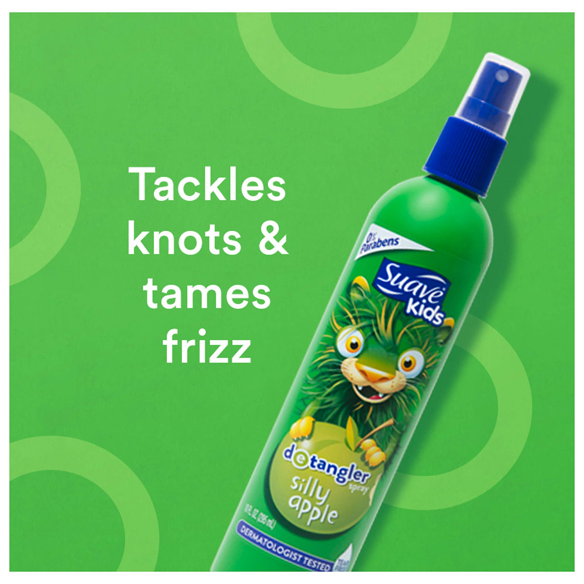 Suave Kids spray nozzle closeup demonstrating easy, even mist application benefit