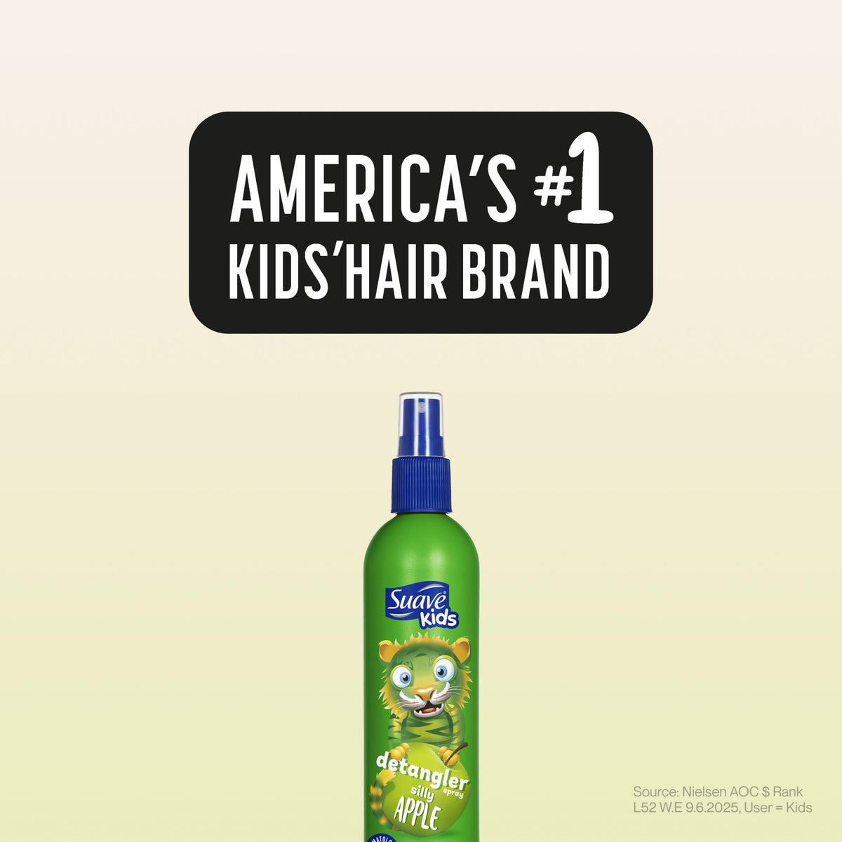 Suave Kids bottle on bathroom shelf for quick daily grooming