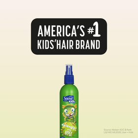 Suave Kids bottle on bathroom shelf for quick daily grooming