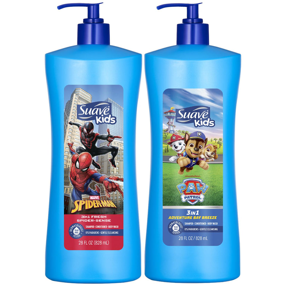 Suave Spiderman front bottle showing character label and convenience