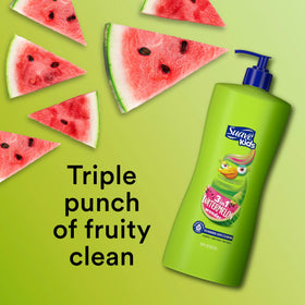Suave kids bottle lather on hand showing gentle foam and effective cleansing