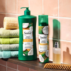 Suave product label closeup showing cruelty‑free badge and ingredient callouts