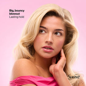 Close view of Suave label highlighting vitamins and protein benefits
