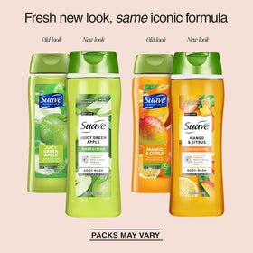 suave bottle with mango citrus scent displaying front label and bright aroma