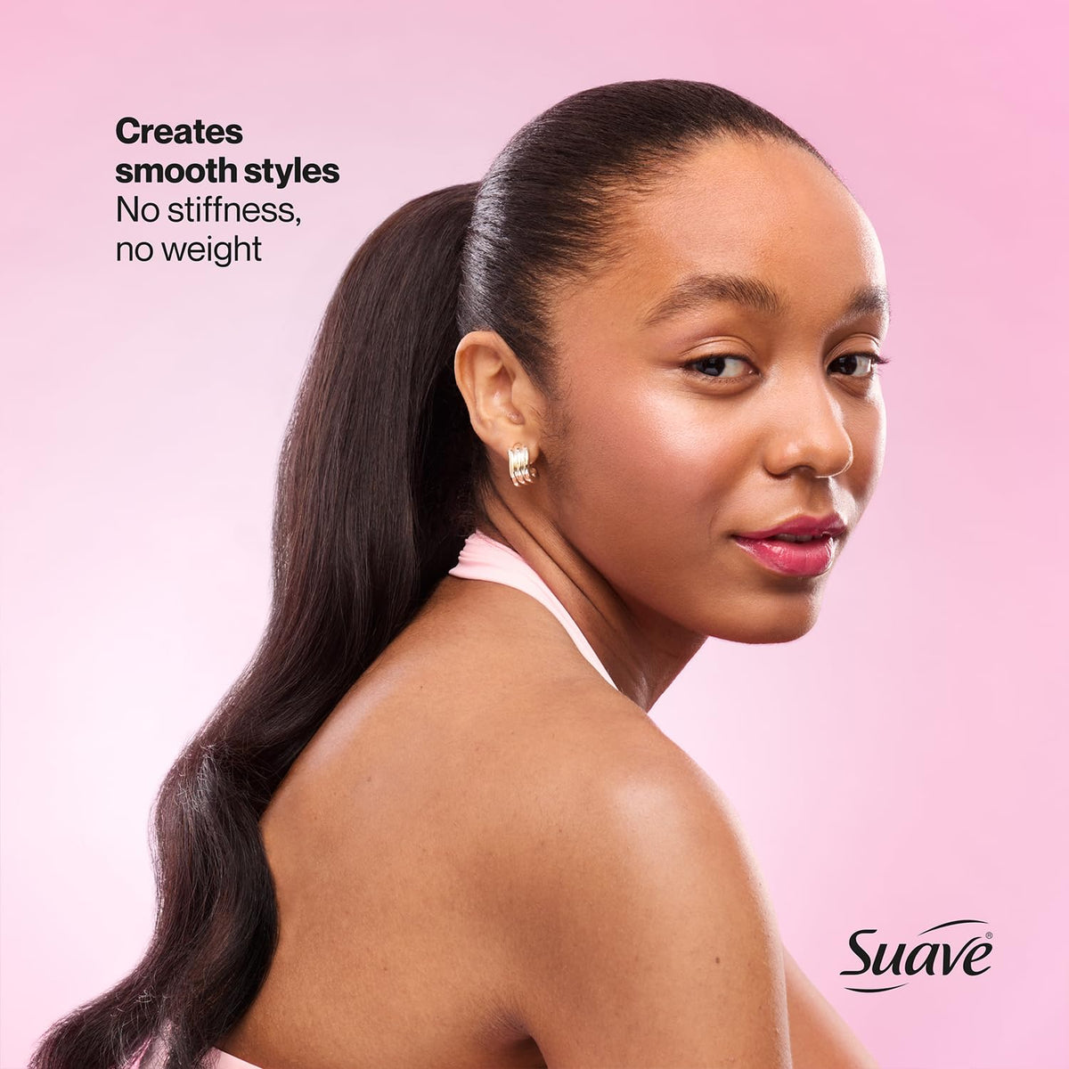 Suave before and after frizz control showing smoother hair outcome