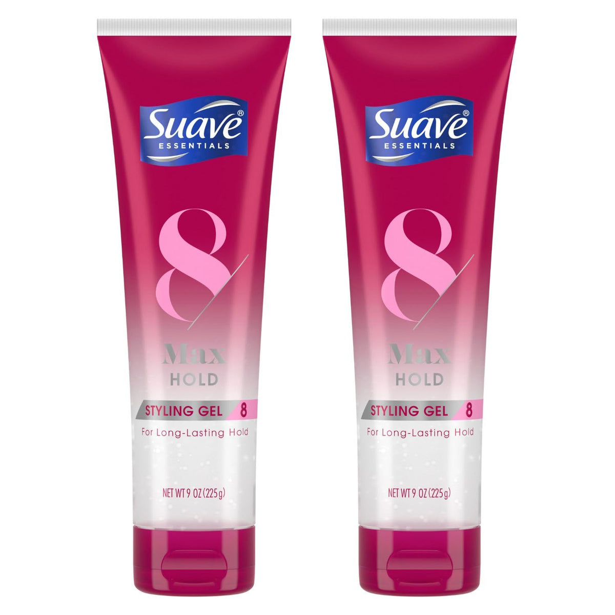 Suave front packaging showing Max Hold 8 sculpting gel for reliable styling