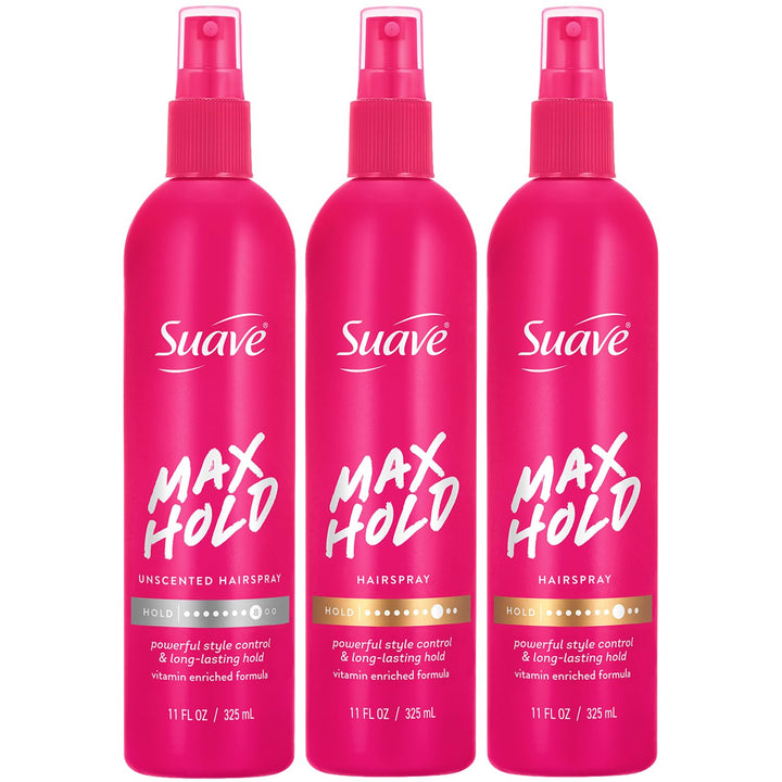 Suave bottle front packaging showing branding and hold level benefits
