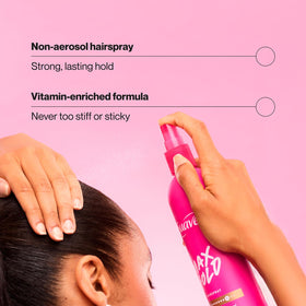 Suave used by stylist on model demonstrating secure long‑lasting style