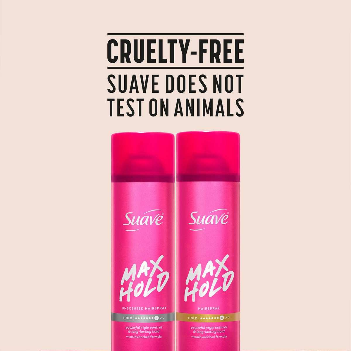 Label close-up on Suave unscented can showing fragrance-free styling benefit