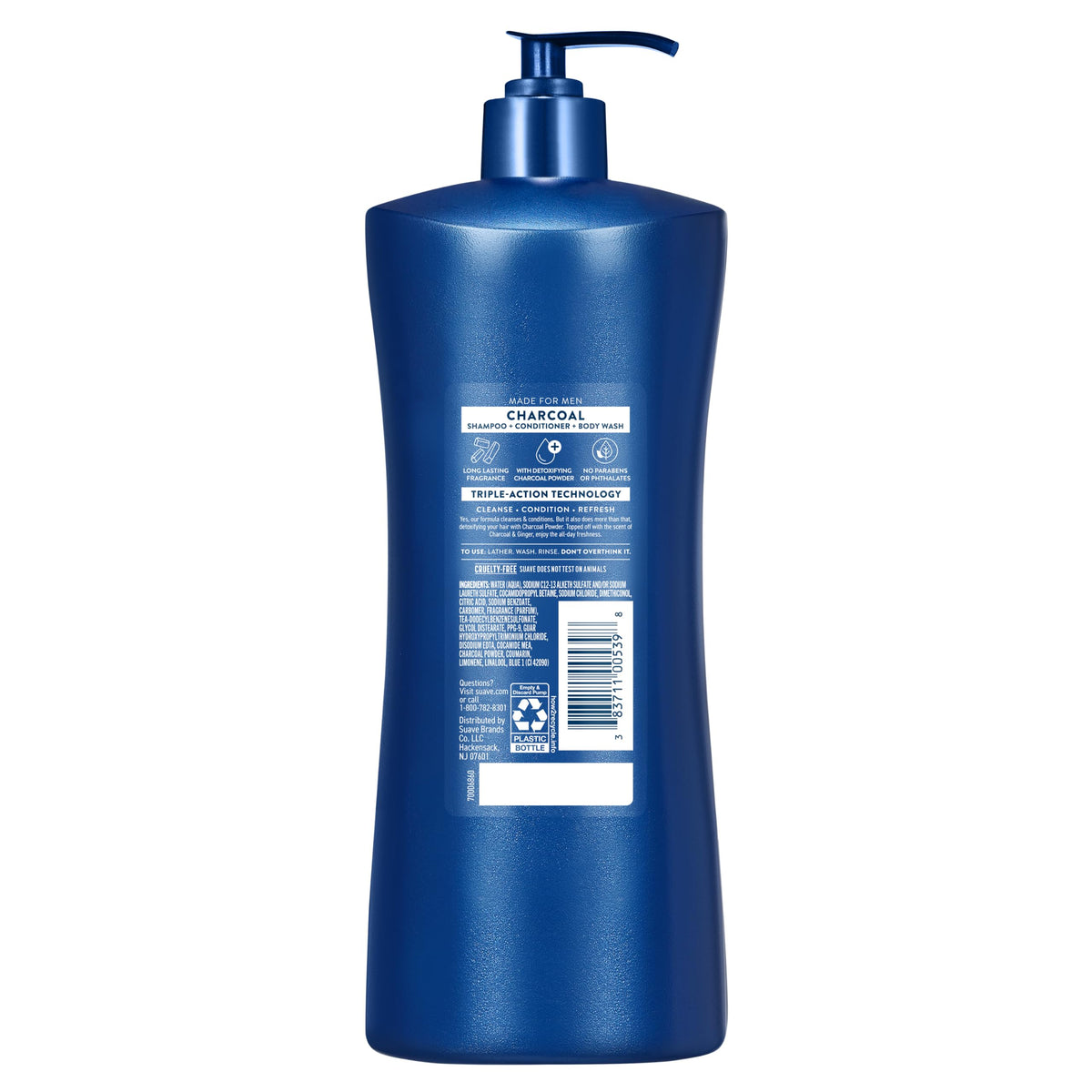 Suave 28 fl oz bottle next to common items to show true scale