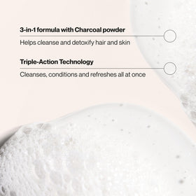 Suave charcoal formula lather close-up that highlights cleansing power