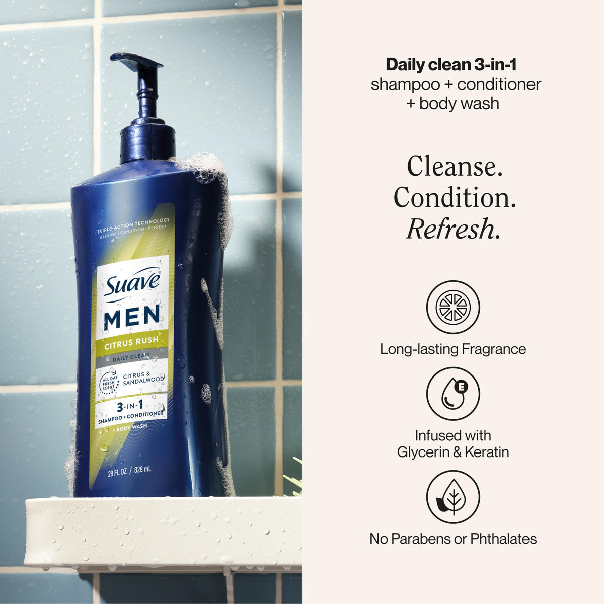 Suave back label close-up showing ingredients and usage for clear guidance