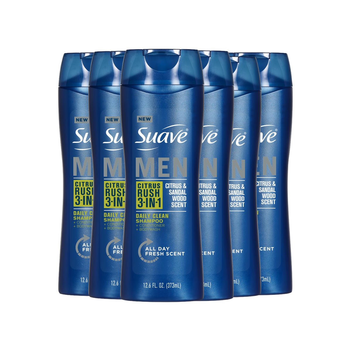Suave bottle front view showing Citrus Rush branding and benefit