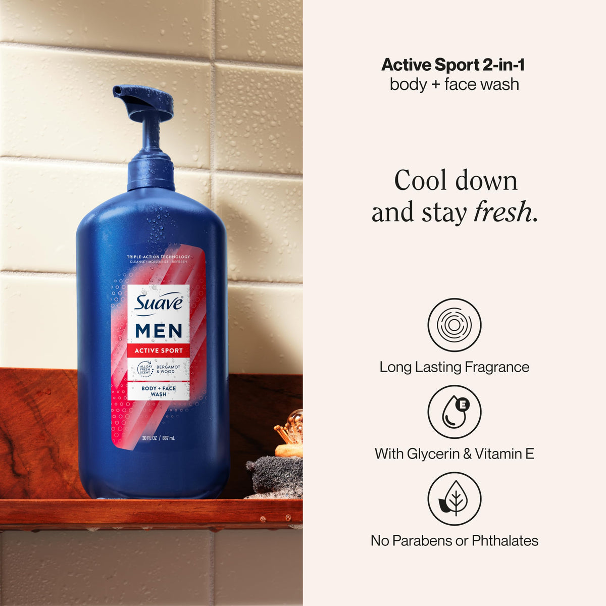 Suave close-up of creamy lather texture delivering gentle cleanse