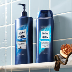 Suave bottle next to cruelty-free badge highlighting ethical testing benefit