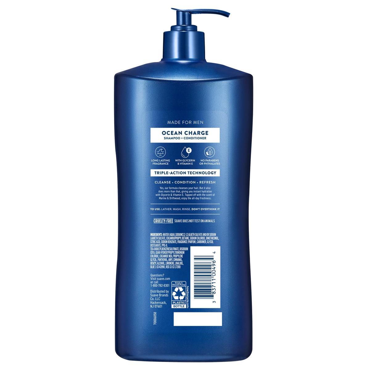 Poured Suave Men formula in palm showing smooth texture and easy spread benefit