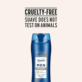 Suave men cruelty-free badge close-up highlighting ethical and clean formulation