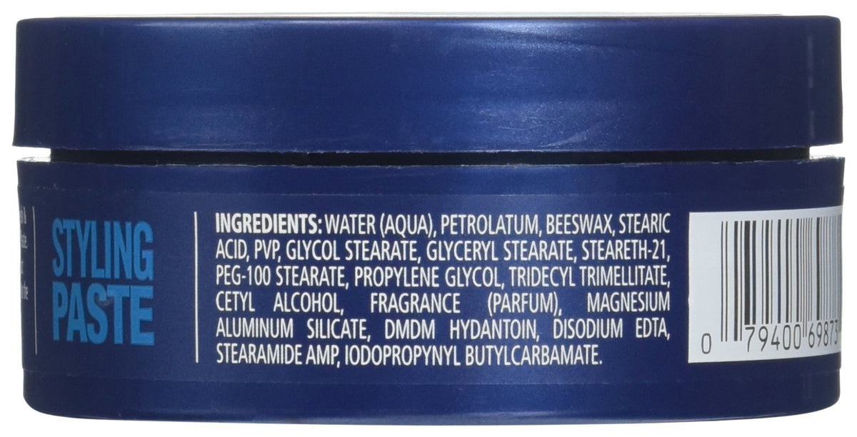 Suave men's styling paste texture close-up highlighting matte finish and pliable hold